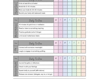 EASY* Self Care Checklist | Printable | For Women Over 40 | Busy Moms |  Routine Tracker | Fitness, Water, Mood, Gratitude PDF