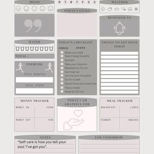 Self Care Checklist | Printable Wellness Planner for Women Over 40 | Busy Mom Routine Tracker | Fitness, Water, Mood, Gratitude PDF image 2