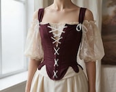 Victorian Corset, Cottagecore Corset, Lace Up Corset Top, Medieval Inspired Corset, Renaissance Fair Costume, Adjustable Bodice