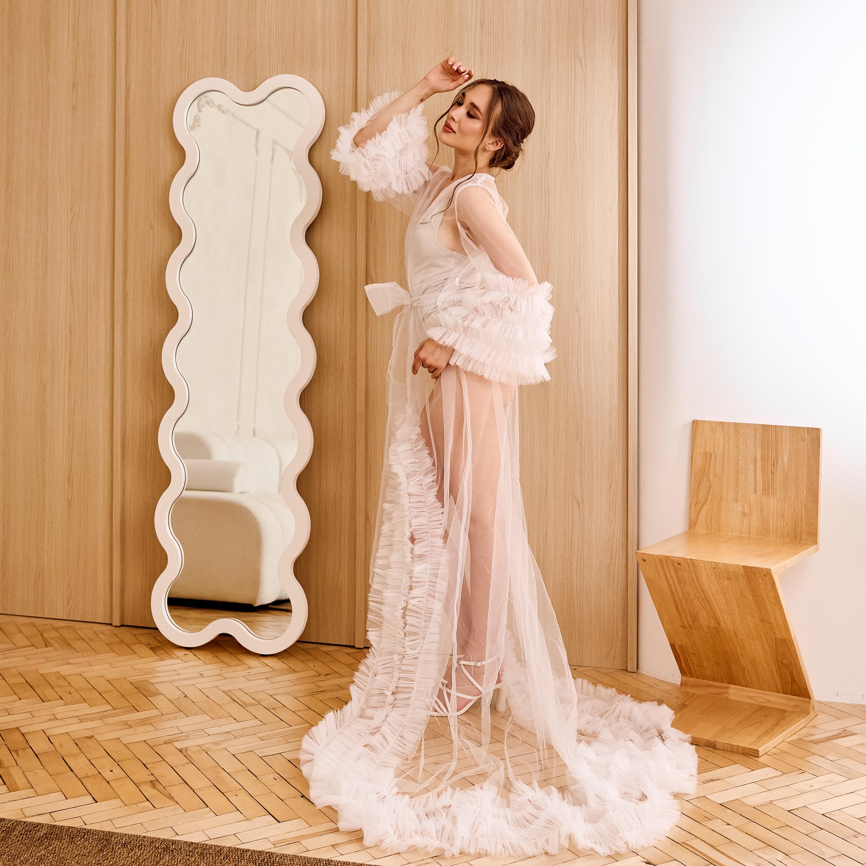 sheer dressing gown with fur TICA