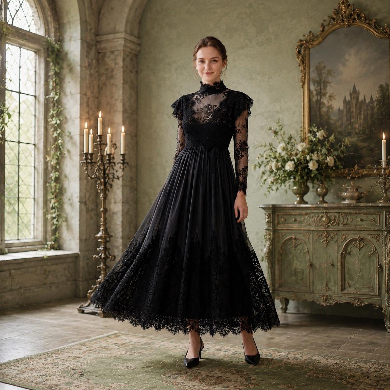 dark grey long sleeve dress Cecelia Dress main image 1