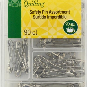 Curved Safety Pin Assortment 90Ct, Quilting Pins, Basting Pins