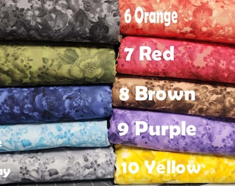 Assorted Colors, 108" x 108" Wide Quilt Backing, Faded Floral Fabrics, 10 different colors