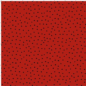 Loralie Designs, Dinky Dots Red / Black Fabric, Quilting and Crafting Fabric, Red with Black Dots