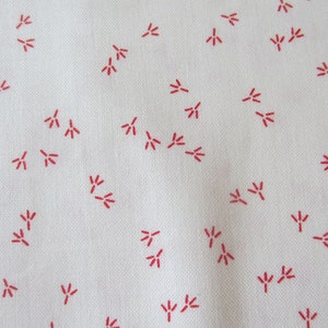 Farm Girl Vintage Cotton Fabric, Red Chicken Tracks Print on White, Lori Holt, Bee Backgrounds, Quilting Fabric, Riley Blake