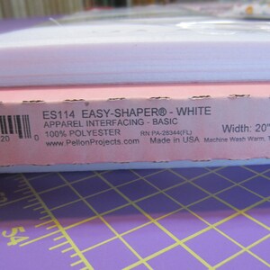ES114P Interfacing Easy-Shaper Light - Medium-weight Fusible Pellon 20" wide White, Non-Woven