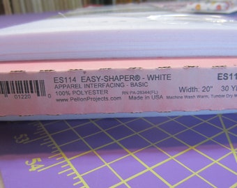 ES114P Interfacing Easy-Shaper Light - Medium-weight Fusible Pellon 20" wide White, Non-Woven