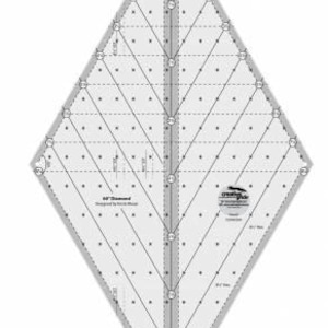 Creative Grids 60 degree Diamond Trim Tool, #CGR60DIA Quilt Ruler Template, Non-Slip Ruler