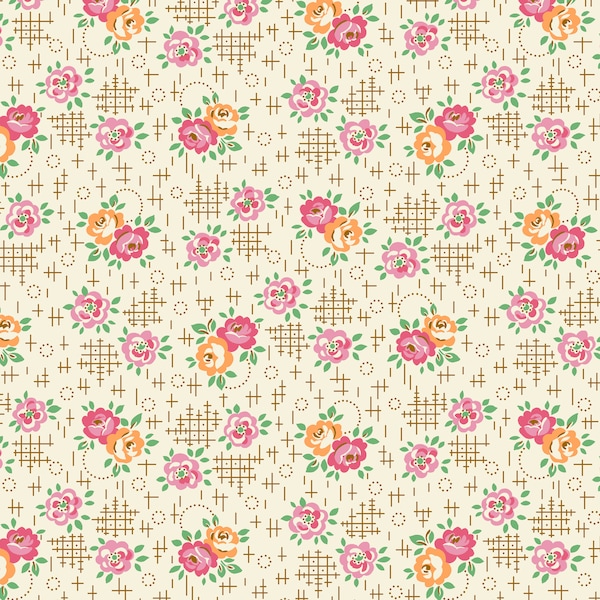 Aunt Grace Calicos,  Roses R350681 Pink, Marcus Fabrics, Judie Rothermel, Quilting Fabric