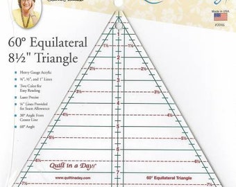 60 Degree Triangle, 8.5", Rotary Cutting Shapes, Quilt in a Day Quilting Ruler, Template, Eleanor Burns