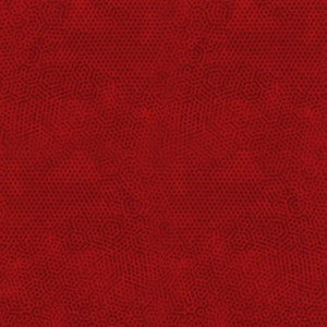 May include: A close-up of a red, textured surface with a repeating pattern of small, dark dots and hexagonal shapes. The pattern creates a subtle, organic visual effect, with variations in the density of the dots.