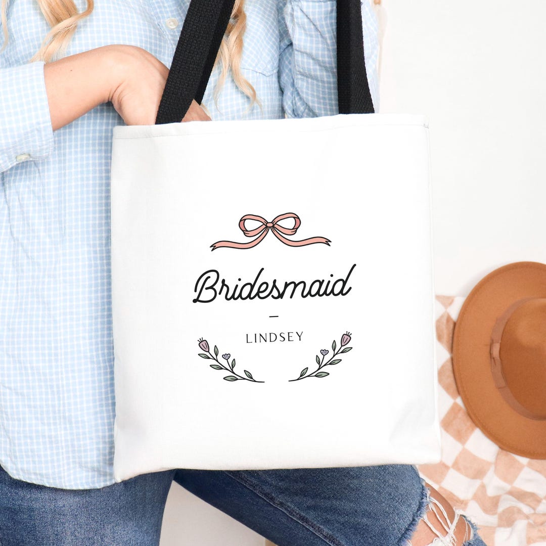 Personalized Bridesmaid Tote Bag | Custom Name Wedding Bag | Floral ...