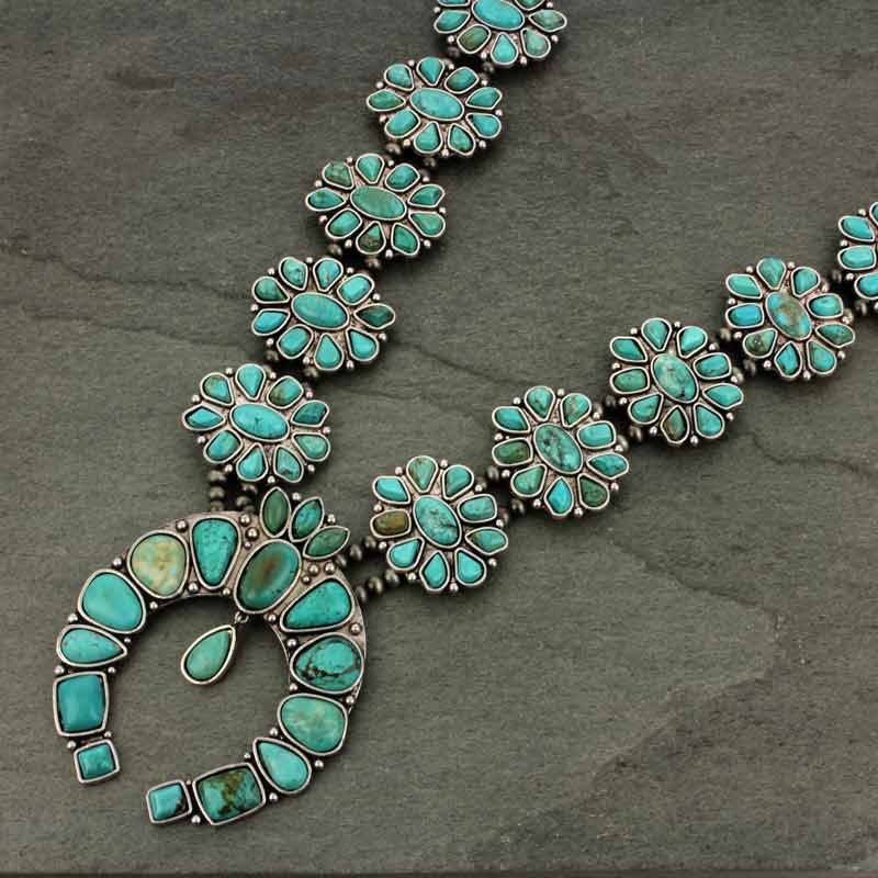 *NWT* Full Squash Blossom Natural Turquoise Necklace-7325410089 