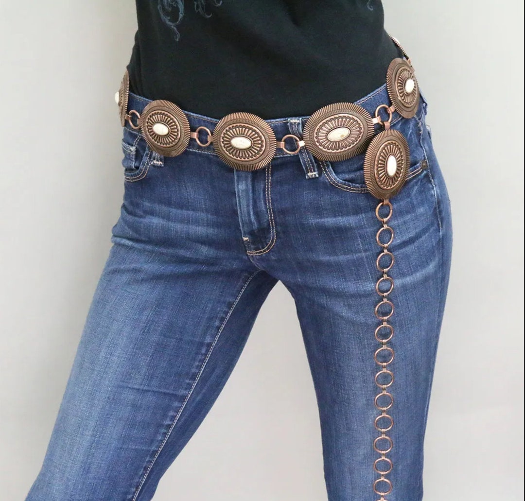 Western Concho Belt With Turquoise S/M - Etsy