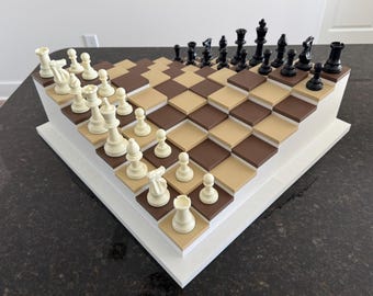 Tiered Chess Board Set, 3D Modern Chess Set, Sculptural Chessboard Art, Decorative Chess Game, Unique Chess Gift