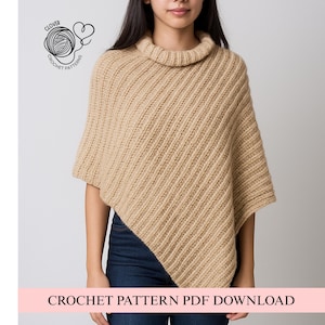 Poncho Crochet Pattern, Easy Crochet Pattern, Beginner Crochet, Crochet Poncho, Crochet Scarf, Poncho Pattern, Cardigan Pattern, Sweater pdf