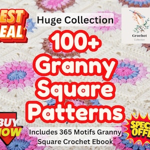 100 Crochet pdf Granny Square, Animal Granny Squares Crochet Patterns, Animal Baby Blanket Squares, Farm Squares,Granny SquareS