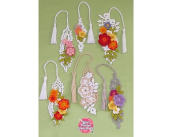 Flowers Bookmark Bundle, book lover gift, bookish gift, booworm gift, easy crochet, flower crochet, floral crochet