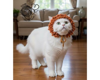 Cat Lion Hat Crochet Pattern, Easy Hat Crochet Pattern for Cats and Kittens, Beginner Friendly, cat hat crochet pattern, pet crochet