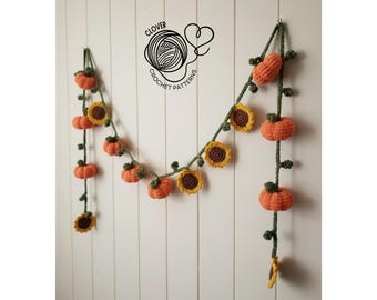 Crochet pattern pumpkin, Halloween crochet pumpkin amigurumi pattern, Thanksgiving pumpkin crochet ornament, Thanksgiving garland pattern