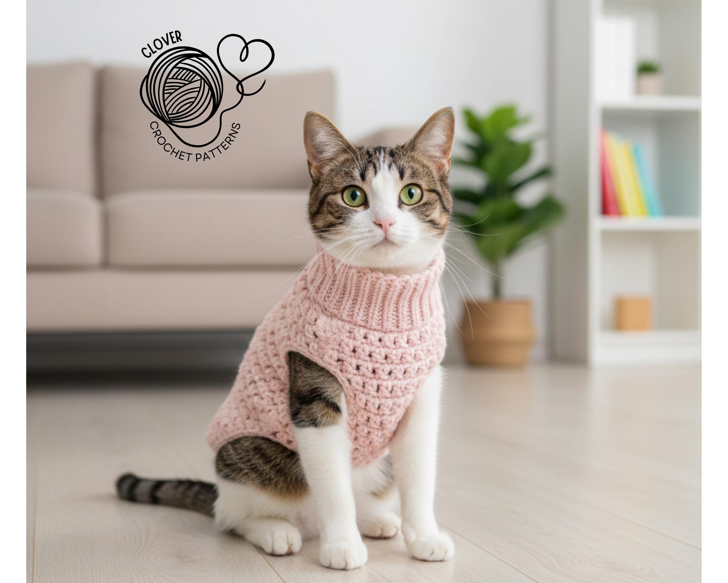 Easy Homemade Cat Clothes Cat T-shirt Sewing Pattern Sizes S-XL Illustrated  Step-by-step, image size:2500x2000