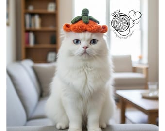 Cat Flower Hat Crochet Pattern, Easy Hat Crochet Pattern for Cats and Kittens, Beginner Friendly, cat hat crochet pattern, pet crochet