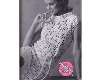 Vintage dress crochet pattern, 1950 vintage prom gown, short party dress, dress crochet pattern, dress pdf pattern