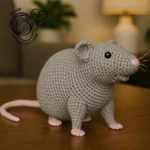 Rat Crochet Pattern, Rat Amigurumi, Rat Crochet Pattern PDF, Realistic Rat Crochet, Mouse crochet pattern, Rodent Plush, easy crochet pdf