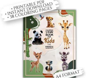 Livre de coloriage à imprimer pour enfants, inspiré par la foi | Histoires d'animaux du paradis | Activité chrétienne PDF A4