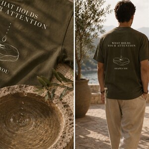 Mindfulness-tröja, motivationströja, tillväxttänkande-tröja, tung t-shirt, vad som fångar din uppmärksamhet bild 12
