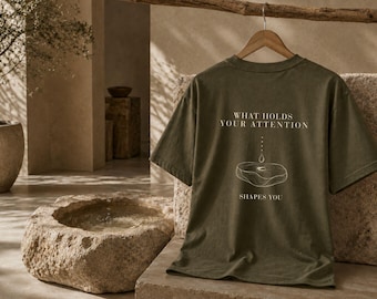 Mindfulness-tröja, motivationströja, tillväxttänkande-tröja, tung t-shirt, vad som fångar din uppmärksamhet