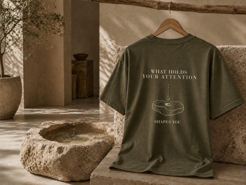 Mindfulness-tröja, motivationströja, tillväxttänkande-tröja, tung t-shirt, vad som fångar din uppmärksamhet bild 2