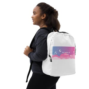 white and pink girly Minimalist Backpack