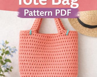 Beginner Crochet Tote Bag Pattern, Simple Shoulder Bag, Modern Minimalist Purse (PDF Download)