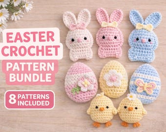Easter Crochet Pattern Bundle: Bunny, Egg, Chick Amigurumi (8 Patterns) (PDF Download)