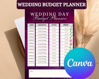 Wedding Budget Planner | Editable Canva Template (Digital Download)