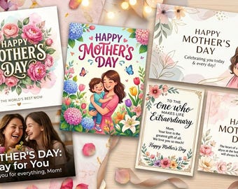 Elegant Watercolor Peony Wreath Mother's Day Card (Digital Download)