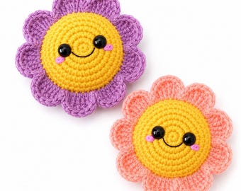 Amigurumi Crochet Flower Pattern | Kawaii Smiley Plush Tutorial (PDF)