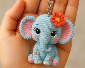 Crochet Elephant Keychain Pattern, Mini Amigurumi Tutorial (PDF)