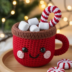 Crochet Hot Chocolate Mug Pattern, Kawaii Amigurumi Christmas Cocoa (PDF Pattern)