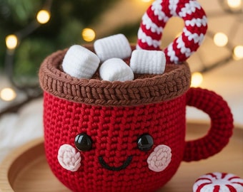 Crochet Hot Chocolate Mug Pattern, Kawaii Amigurumi Christmas Cocoa (PDF Pattern)