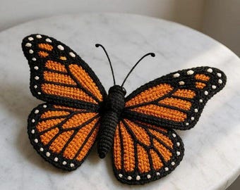 Monarch Butterfly Crochet Pattern, Realistic Amigurumi, Detailed Wings (PDF Download)