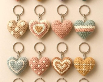 Crochet Heart Keychain Amigurumi Pattern | 16 Designs (PDF)