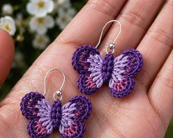 Crochet Butterfly Earrings Pattern | Micro Crochet Jewelry Tutorial (PDF Download)