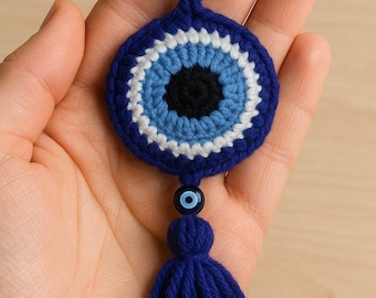Evil Eye Crochet Keychain Pattern, Nazar Amulet Tassel DIY (PDF Pattern)