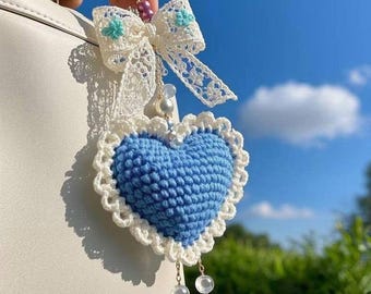 3D Crochet Heart Keychain Pattern, Amigurumi Bow (PDF Pattern)
