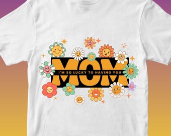 colourful groovy mothers day t shirt
