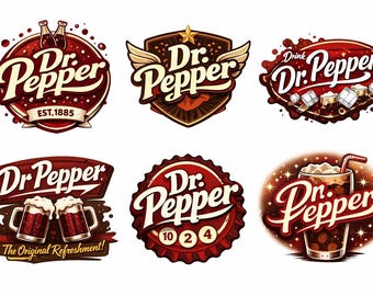 Retro Dr Pepper Logo Bundle, Vintage Soda PNG SVG (Digital Download)
