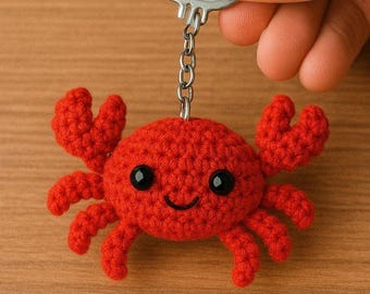 Crochet Crab Keychain Pattern, Mini Amigurumi Tutorial, Ocean Animal PDF
