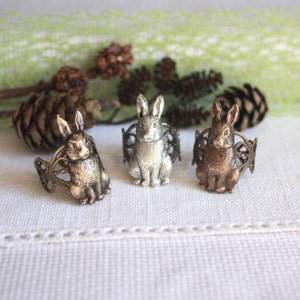 Bunny  Ring, rabbit ring, hare ring, animal jewelry, brass adjustable ring for her, Easter gift idea